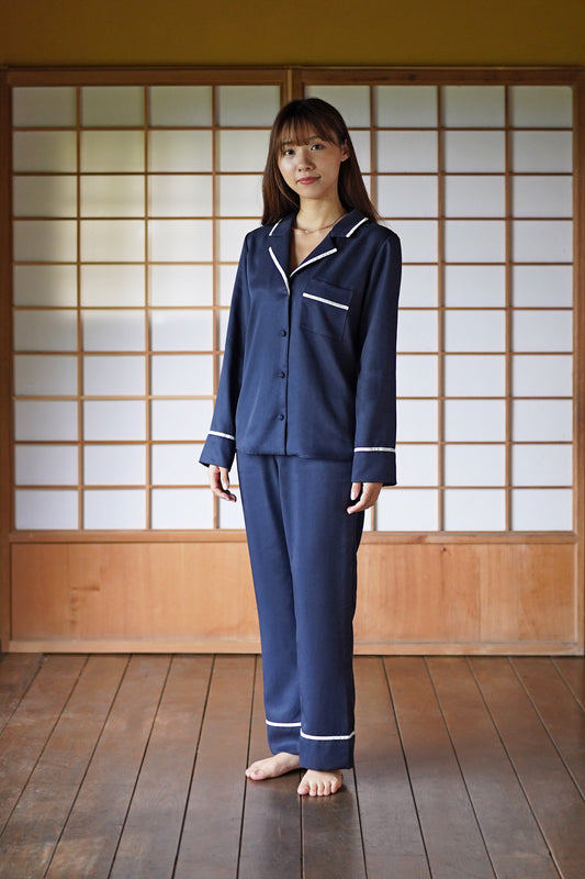 Navy Long Sleeve Pyjama Set